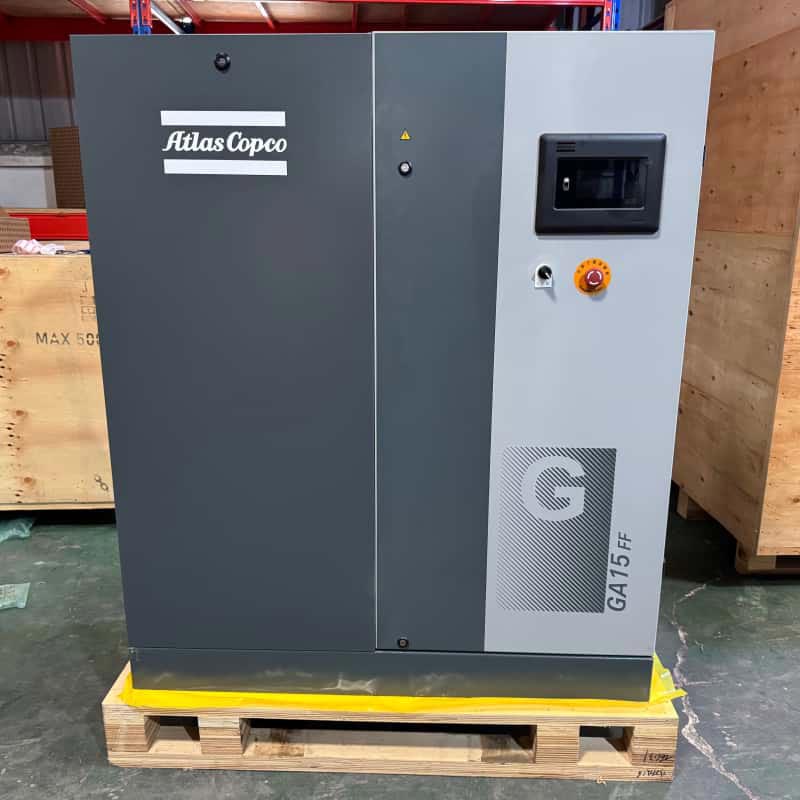 அட்லஸ் காப்கோ GA15 FF 15kW எண்ணெய் உட்செலுத்தப்பட்ட ரோட்டரி ஸ்க்ரூ ஏர் கம்ப்ரசர் ஒருங்கிணைந்த உலர்த்தி 7.5 13Bar