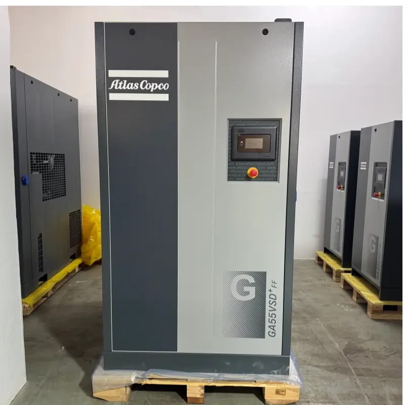 அட்லஸ் காப்கோ GA55VSD+FF 55kW 75HP ஆயில் உட்செலுத்தப்பட்ட ஸ்க்ரூ ஏர் கம்ப்ரசர் தொழில்துறைக்கான அசல்