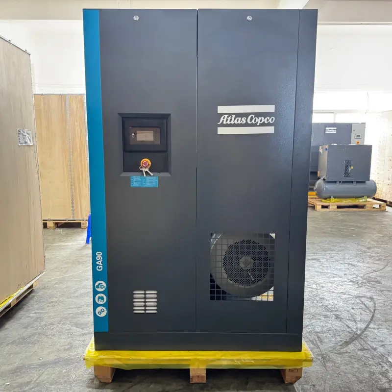 அட்லஸ் காப்கோ GA90 90 kW 125 HP எண்ணெய் உட்செலுத்தப்பட்ட ரோட்டரி ஸ்க்ரூ கம்ப்ரசர் உண்மையானது
